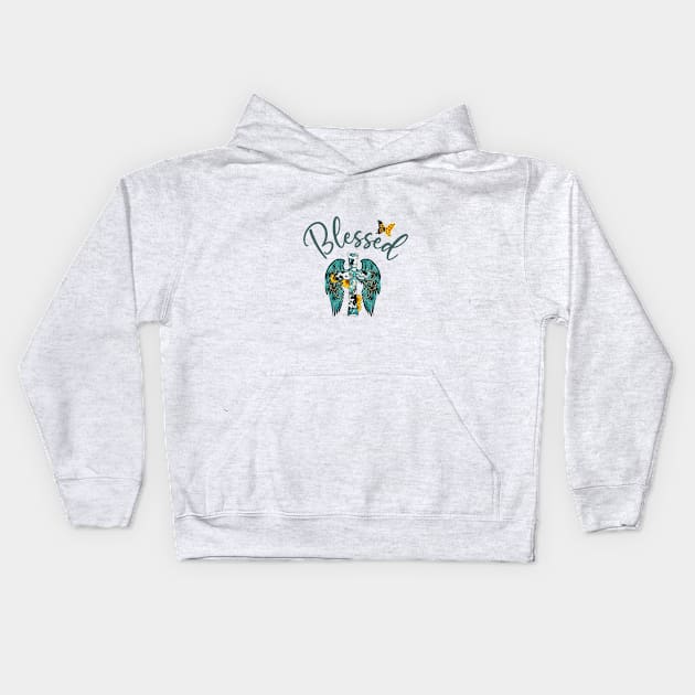 Blessed Sunflower Faith Kids Hoodie by TsunamiMommy